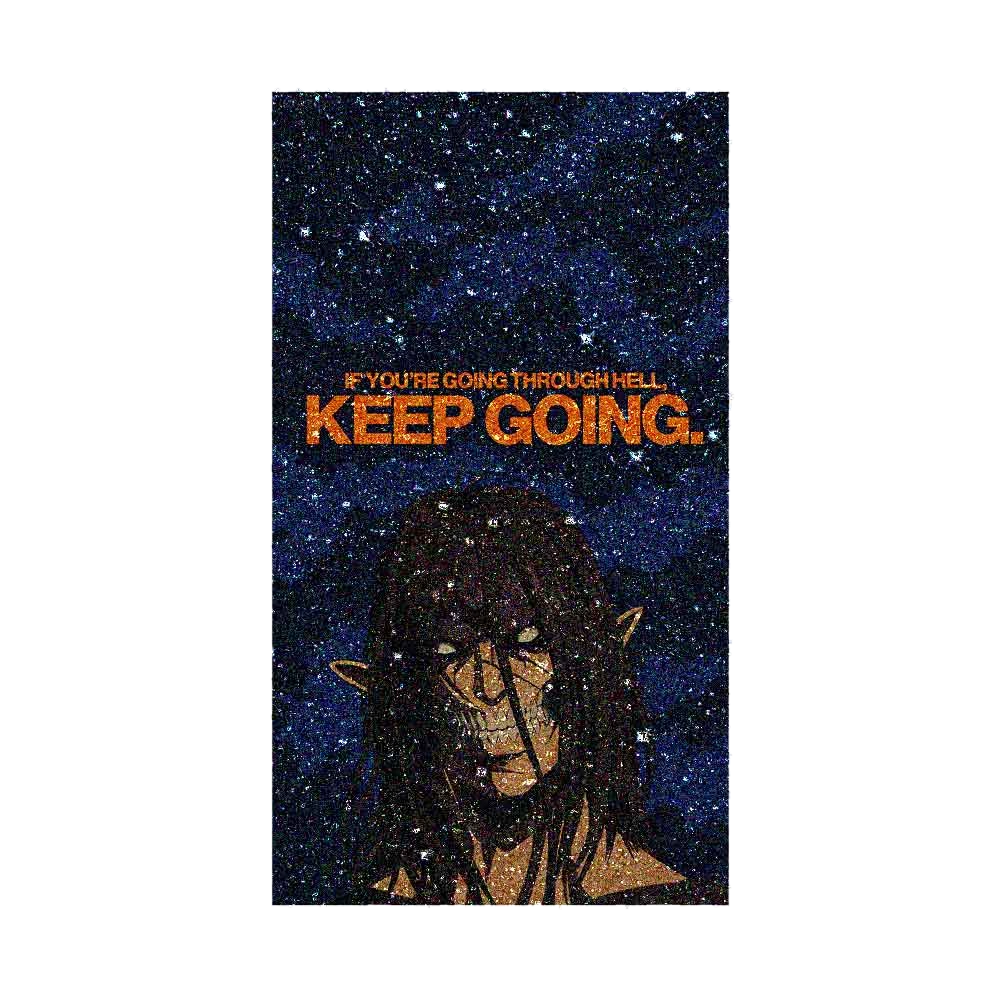 Keep Going Demon Face Glitter Sticker